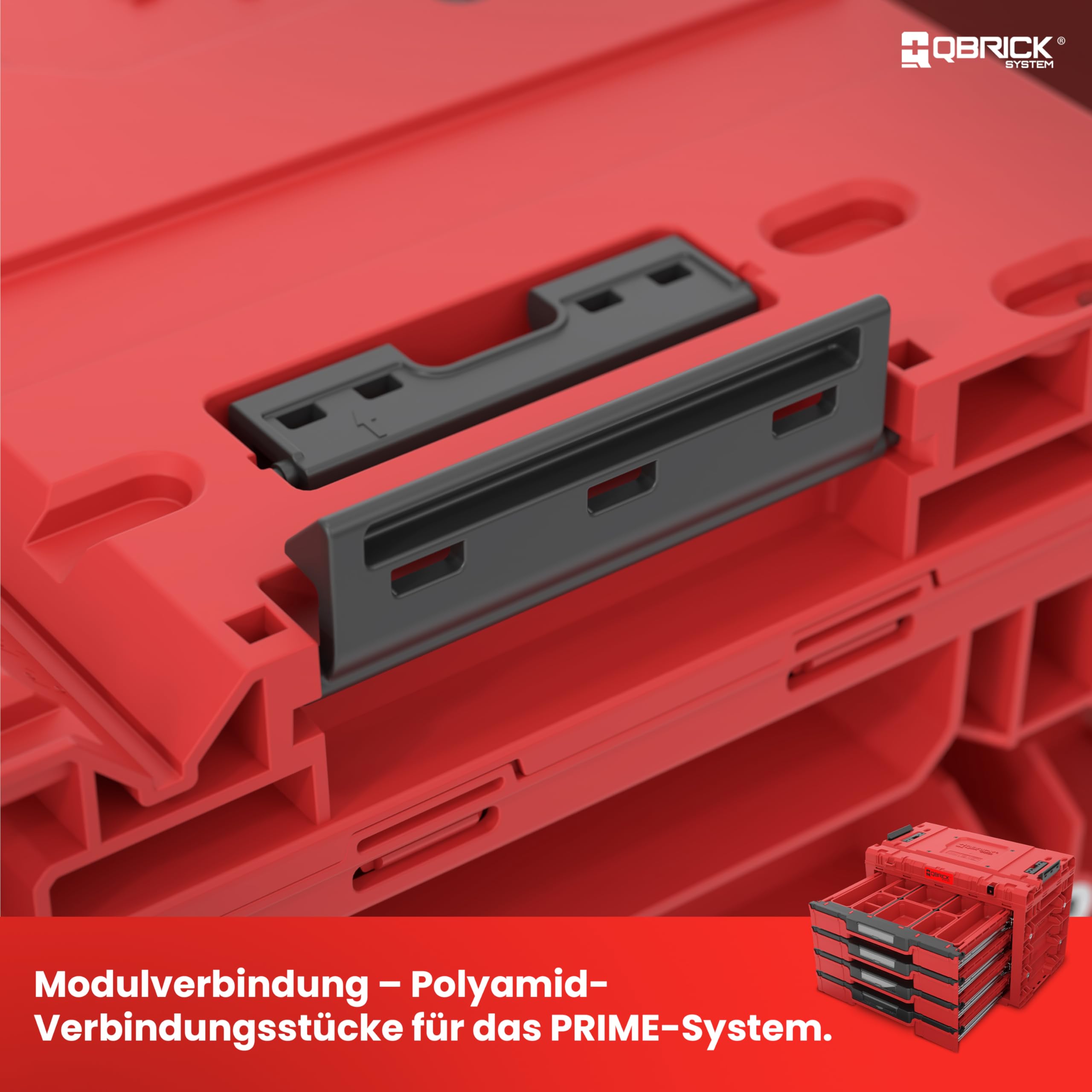 Qbrick System Pusta skrzynka narzędziowa - 4 przegródki - walizka narzędziowa - 542 x 335 x 369 mm czerwona