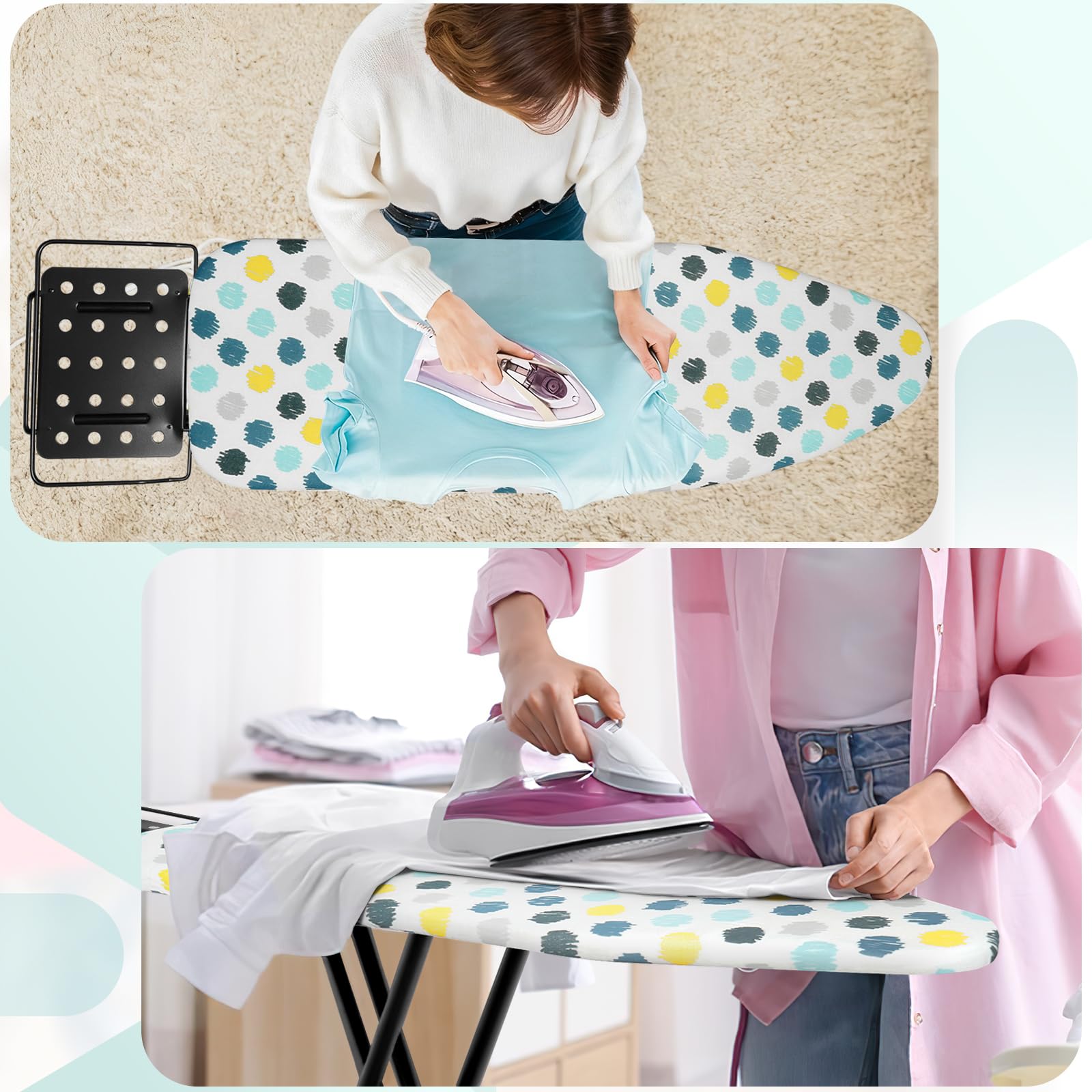 SUNDOY Asse da stiro Premium 111 x 31 cm, larghezza extra 31 x 91,5 cm, regolabile in altezza, imbottitura a 3 strati, stabile asse da stiro per la casa