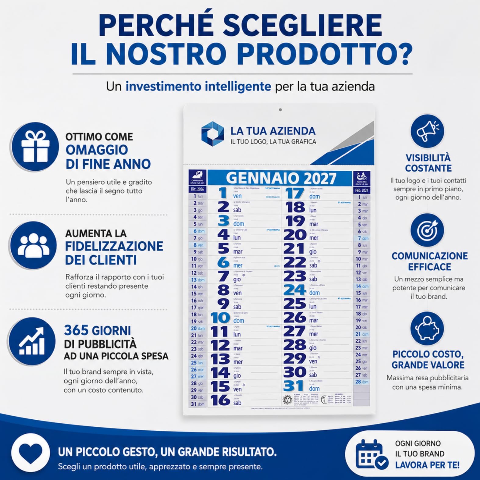 Calendari Personalizzati 2027 in Stock da 50 Pezzi Olandesi Medi da Muro Notes sul Retro per Gadget Pubblicitari di Fine Anno e come Omaggio per i Clienti o Regali Aziendali | PA620-50