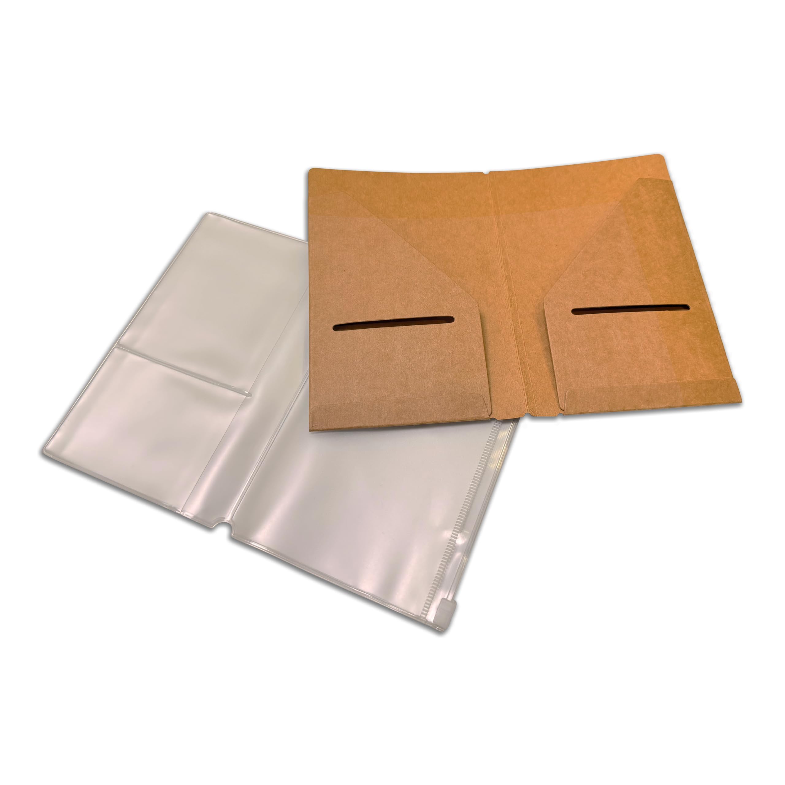 Wanderings Clear Zipper Case and Kraft Card Holder for Refillable Travel Journals - 4.1" x 5.8" (10.5 x 15cm) - A6 Size