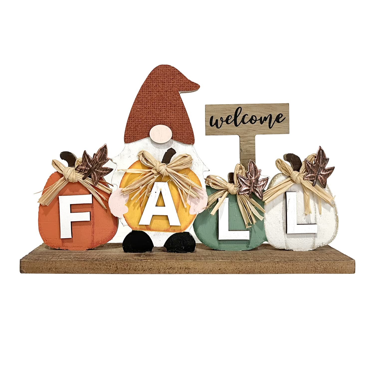 HOMirable Thanksgiving Decorations Gnome Wood Block Welcome Fall Sign Autumn Harvest Rustic Farmhouse Decor for Home Vintage Halloween Signs
