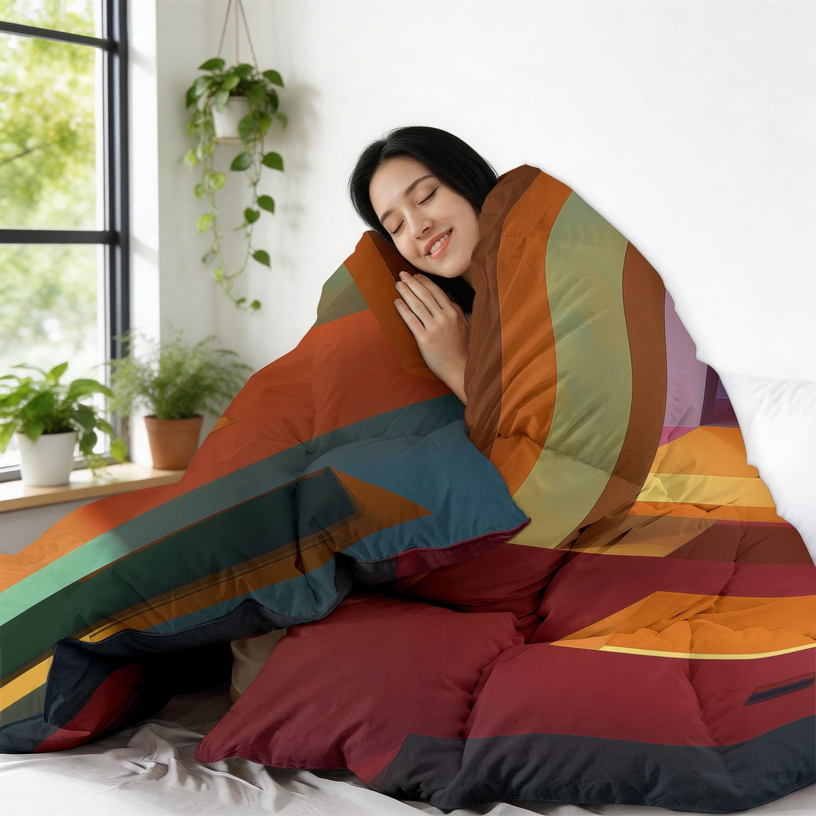 Trapunta Copriletto 150x200 cm Spazio Geometrico Astratto Trapuntino 4 Stagioni Stampa 3D, Trapunta Inverno Estivo, Trapuntato Coperta Letto per Adulti Bambini