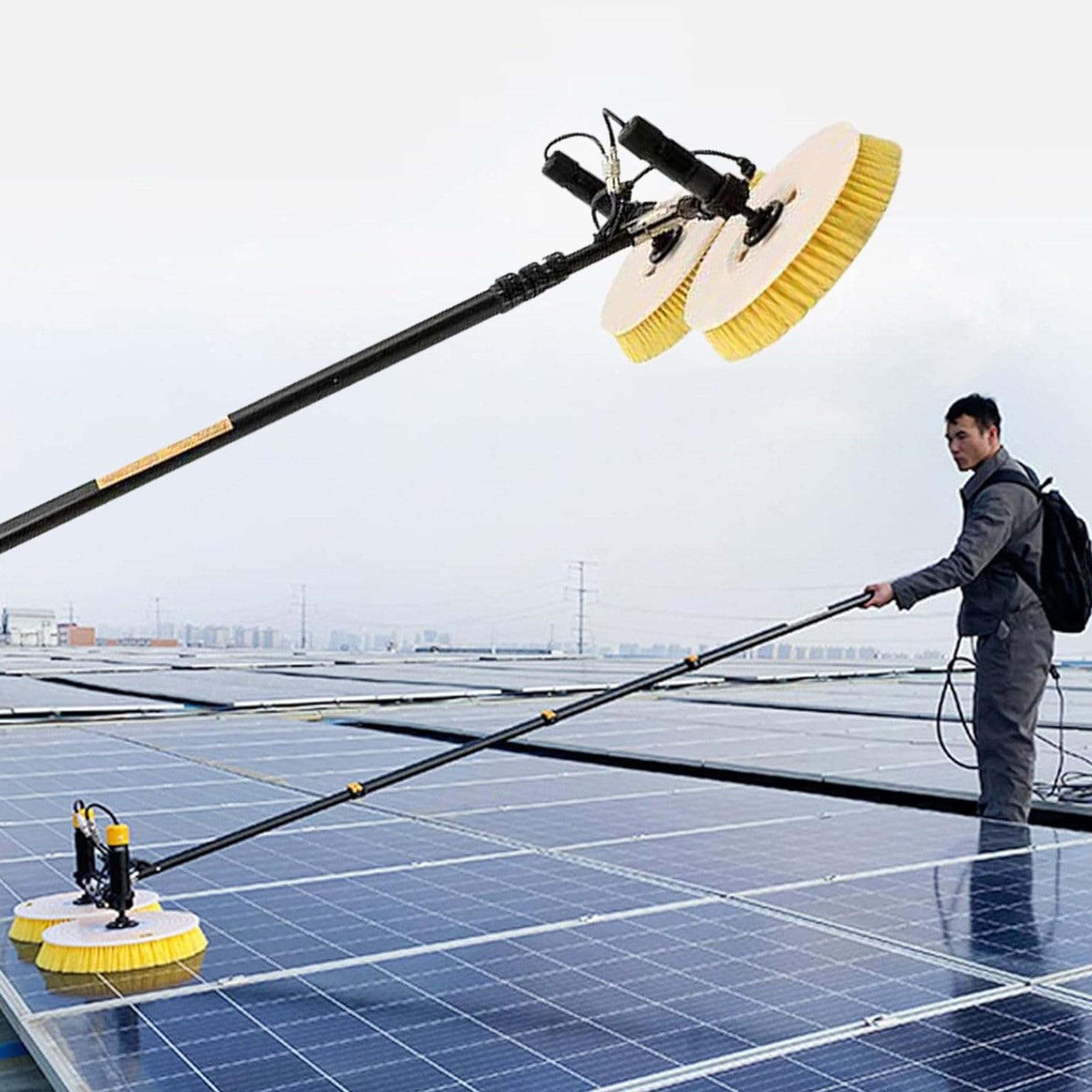 Spazzola Rotante per la Pulizia dei Pannelli solari, Pannelli fotovoltaici e solari, Spazzola ad Acqua, Spazzola elettrica per la Pulizia dei Pannelli solari,GPBB7.5M
