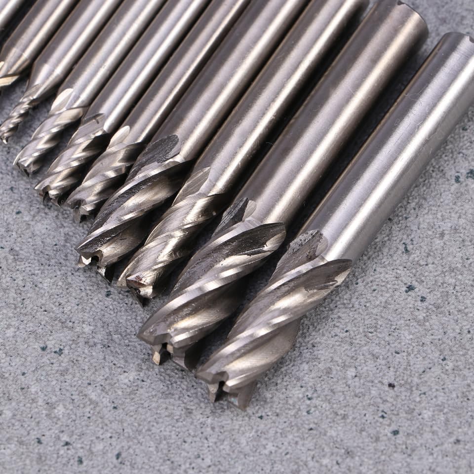 Jeu De 10 Fraises À Manche Droit En Acier Rapide 4 Flûtes Fraises À Bout Carré Pour Fraiseuse Coupe Haute Vitesse Diamètres 2-10 Mm Outils De Fraisage Cnc Pour Aluminium Bois Acier