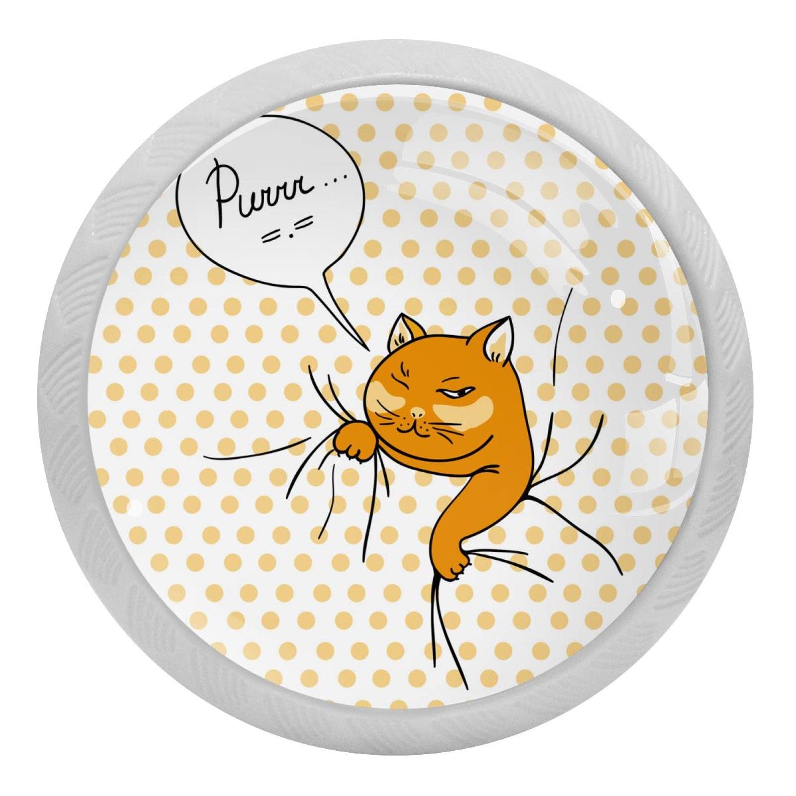Boutons fluorescents chat orange à pois jaunes poignées rondes lumineuses pour commode