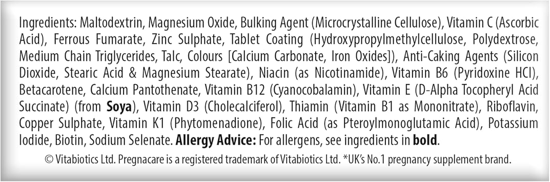 Pregnacare Original Formula Tablets During Pregnancy Support Vitamins and Supplements, 30 Tablets