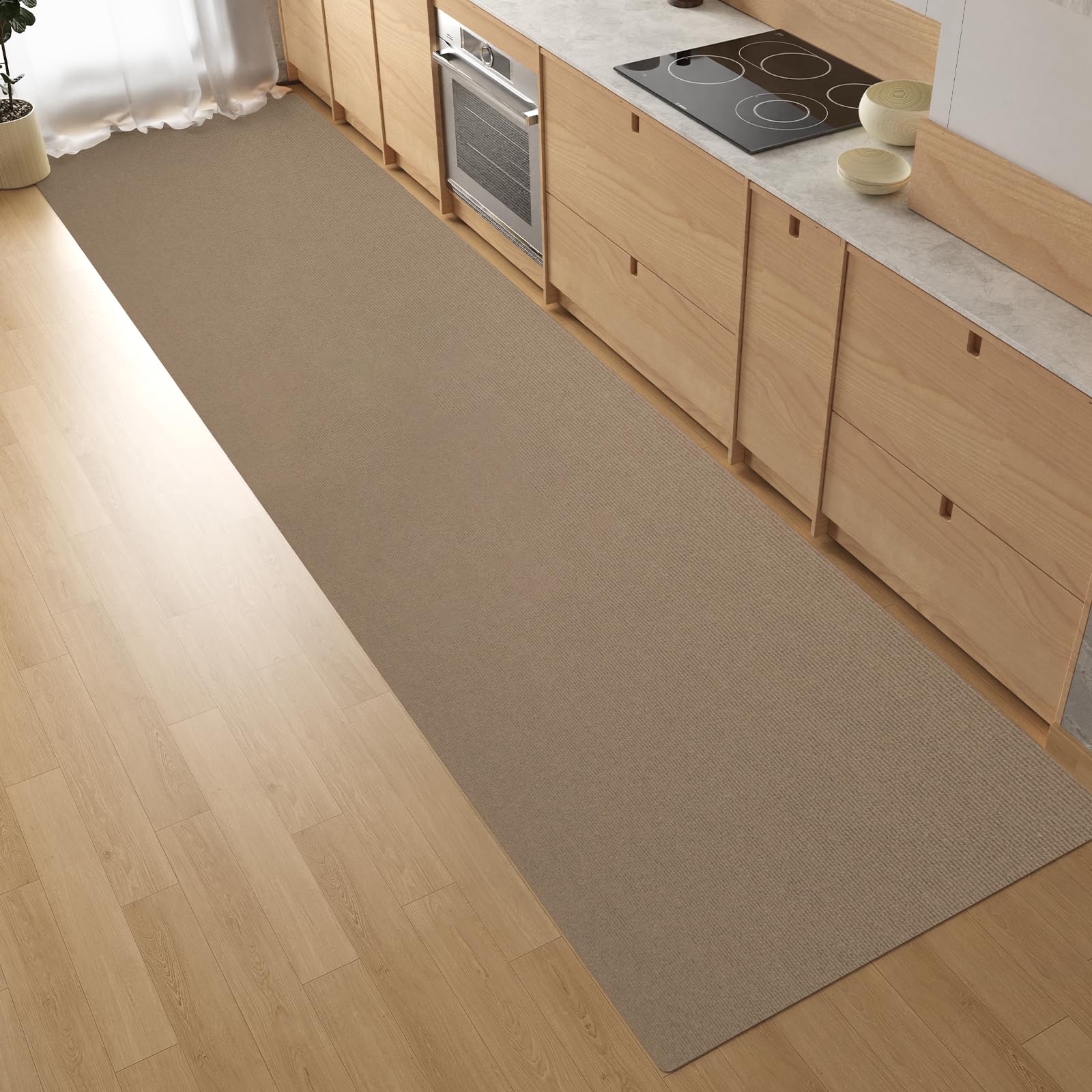 【吸着式 洗える】 キッチンマット 43×240cm 滑り止め 防汚 台所マット 床保護 キズ防止 玄関マット ずれない フロアマット ロング お手入れラクラク 足元快適 無地