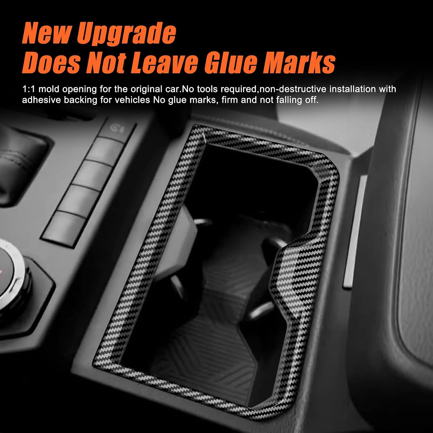 Car ABS Inner Front Row Cup Holder Trim Panel Stickers,Compatible with Toyota Tacoma 2024 2025+,Front Row Cup Holder Protective Panel Stickers Accessories (Black Carbon Fiber)