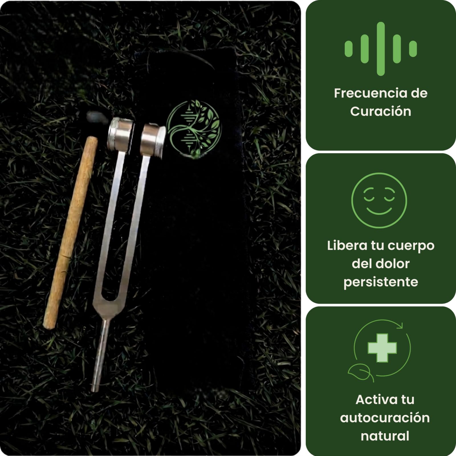 Lumyra Instrumento de Sanación 128 Hz,Diapasón de Aluminio 128Hz,Juego Completo con Martillo de Silicona,Bolsa de Almacenamiento y Llave Allen para Meditación y Terapia de Sonido