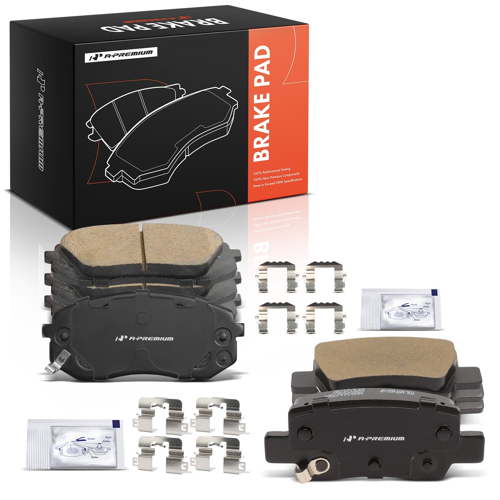 Front and Rear Ceramic Disc Brake Pads Set Compatible with Kia Models - Seltos 2021-2022, 8 Pcs
