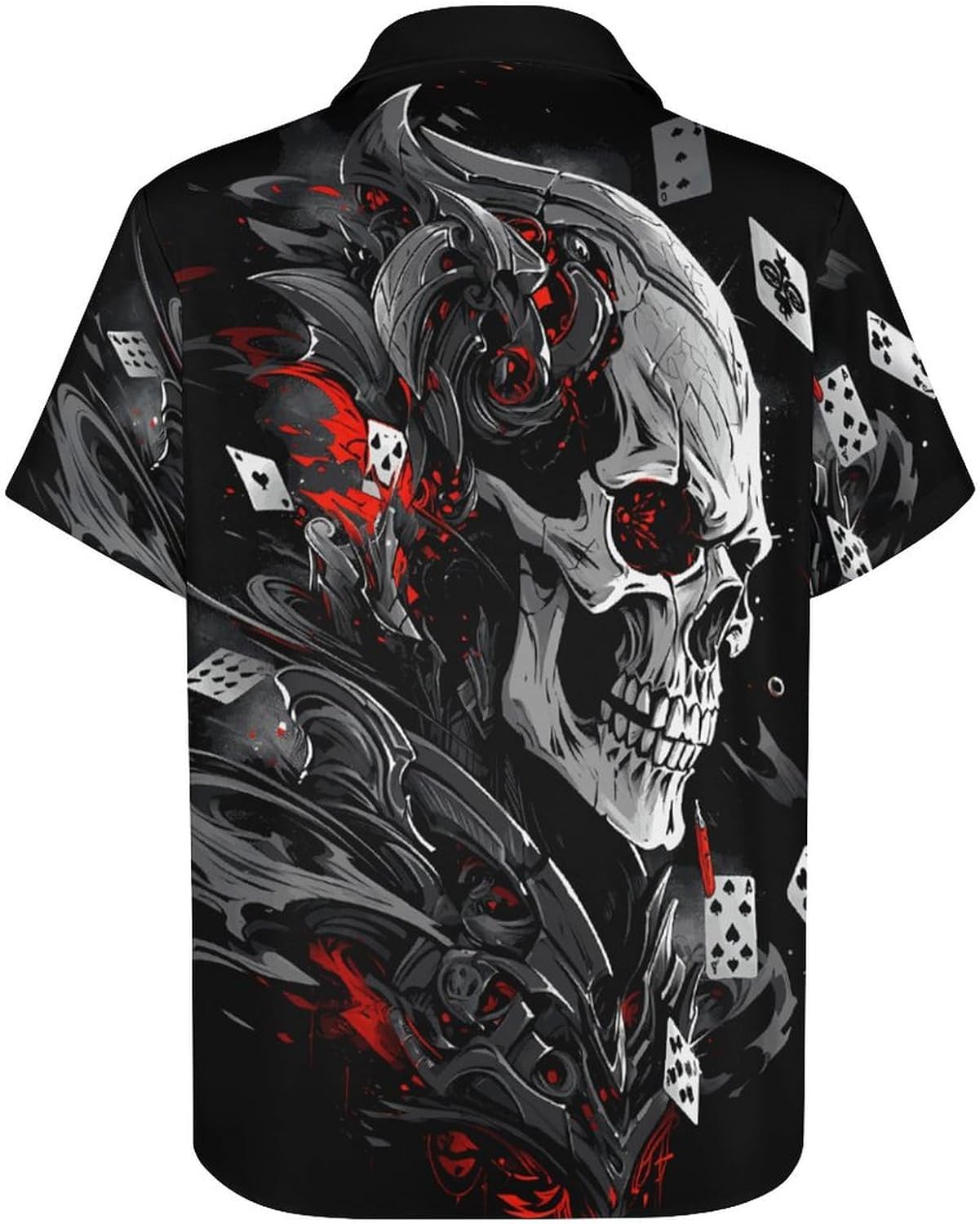 Men's Button Down Shirt with Skull Cool Graphic Casual Hawaiian Beach Shirts - Image 4