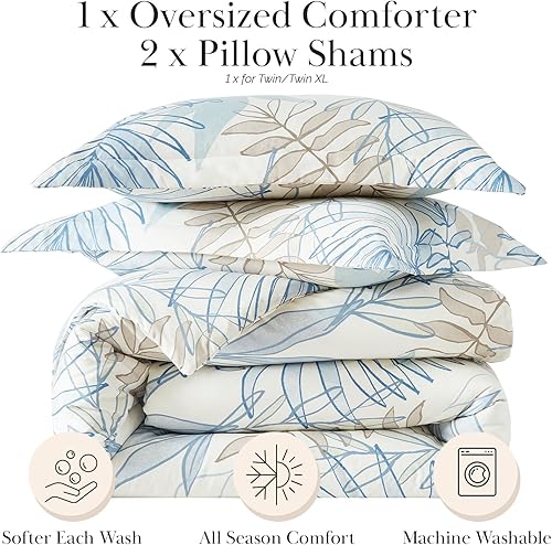 Miniatura 124 de Southshore Fine Living, Inc. Juego de edredón de 2 piezas, tamaño individual, juego de edredón floral con funda de almohada, pájaros y flores