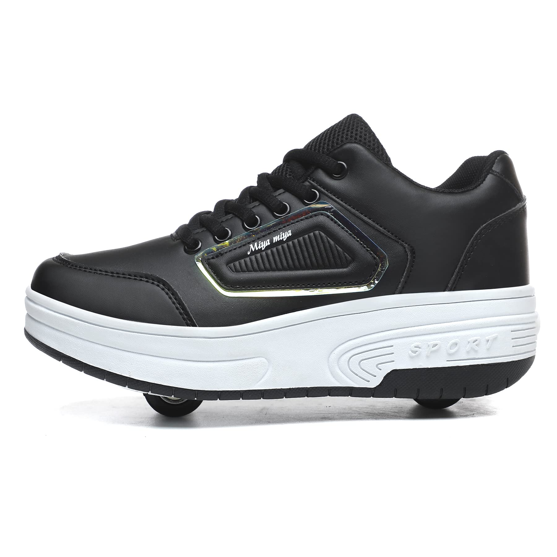 Chaussures à roulettes Fille Et Garçon Patins De Skate à roulettes Chaussures de Skateboard Outdoor Gymnastique ?Baskets Roller en Ligne Mode Poussoir Ajustable 99noir 39 EU