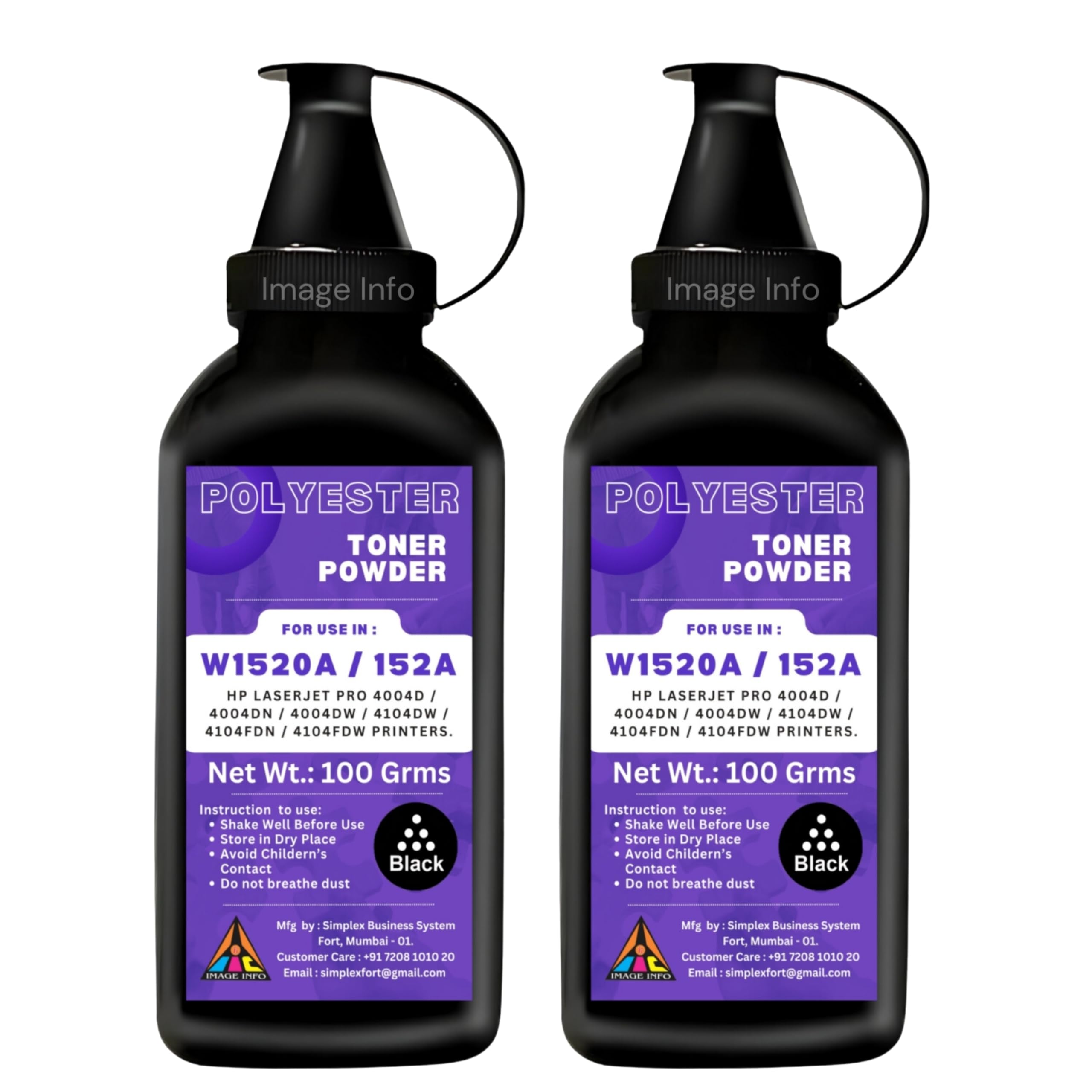 ImageInfo Ultra Dark Toner Powder for Use in HP W1520A / 152A Toner Cartridge Pack of 2 (100GM Each)-picture-34