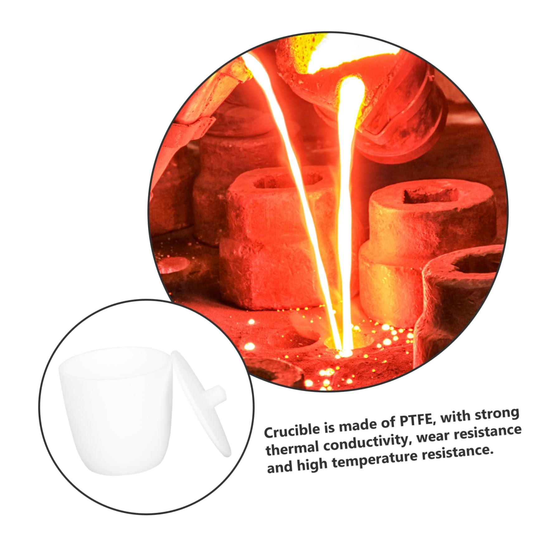 KICHOUSE 2pcs High-Temp Resistance PTFE Crucible 100ml Capacity for Laboratory Use