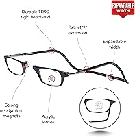 Vista 3 de Anteojos de lectura con sujección magnética, con estuche de microfibra de regalo, de Clic, XXL, Negro, 1