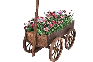 Giantex Wagon Wheel Planters for Outside: Outdoor Decor Revolution