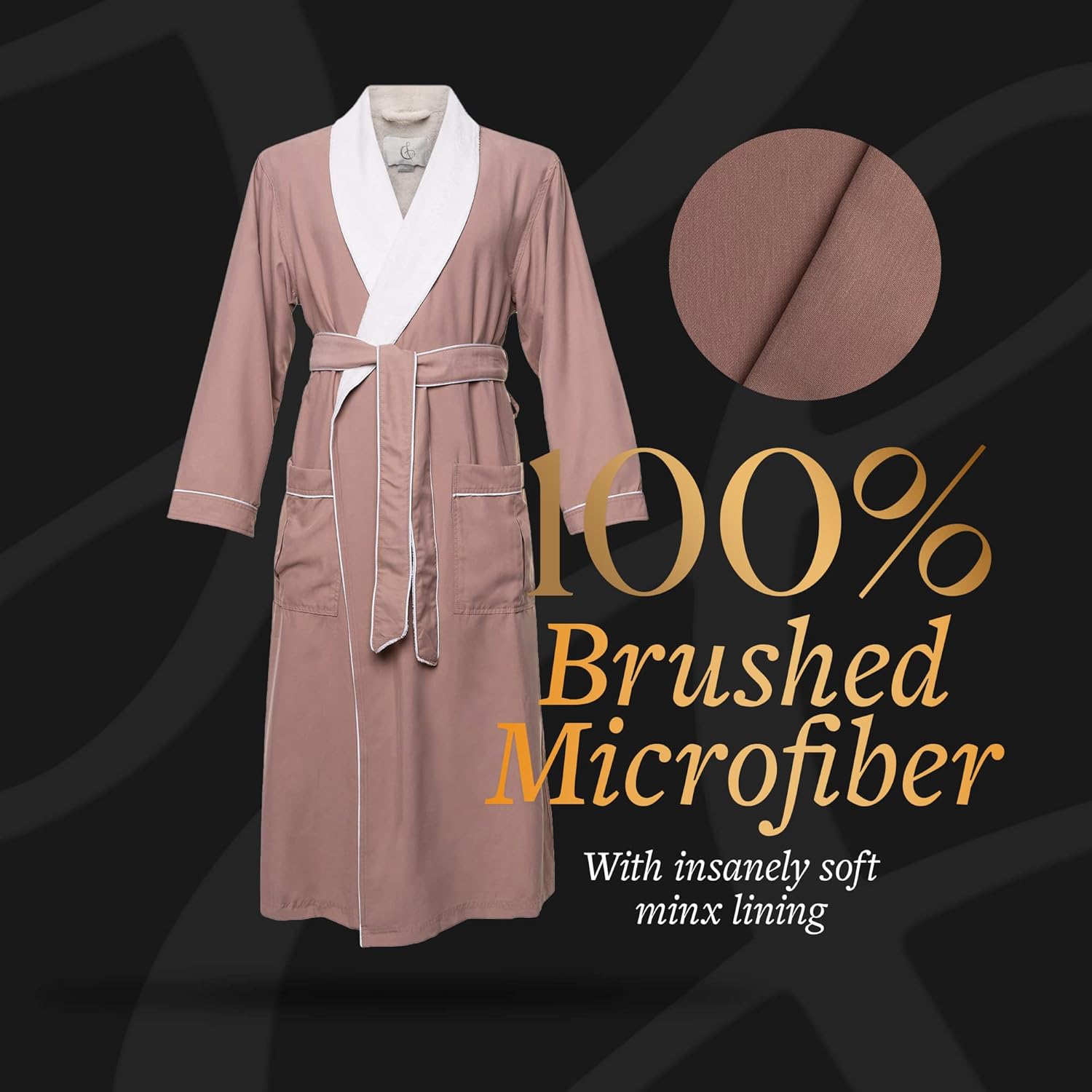 CHADSWORTH & HAIG Microfiber Plush Bath Robe with Minx Lining. Luxury Spa & Hotel Robe for Women & Men - Image 3