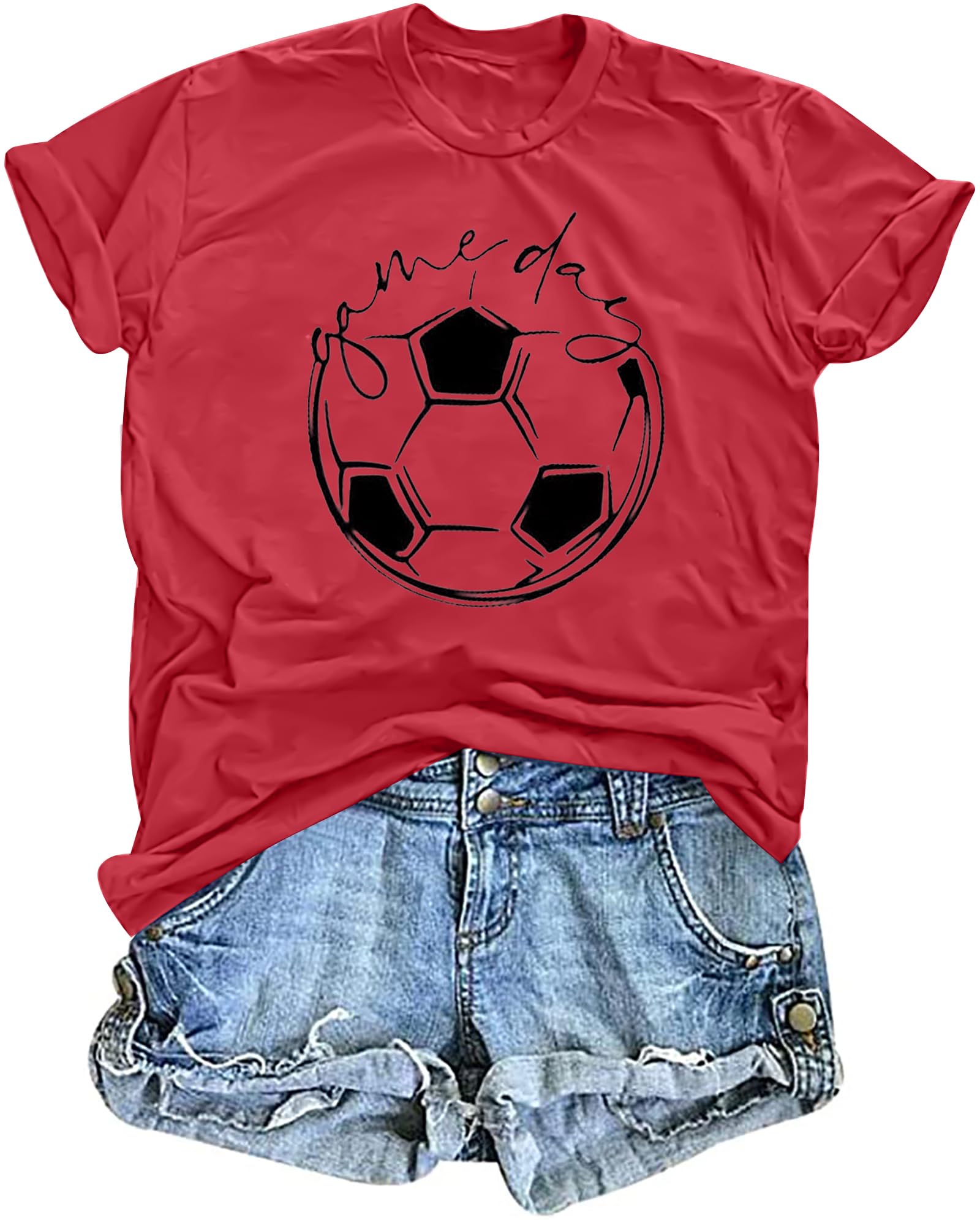 Game Day T Shirt Women Soccer Season Shirts Soccer Mom Graphic Short Sleeve Shirt Game Day Vibes Tee Tops