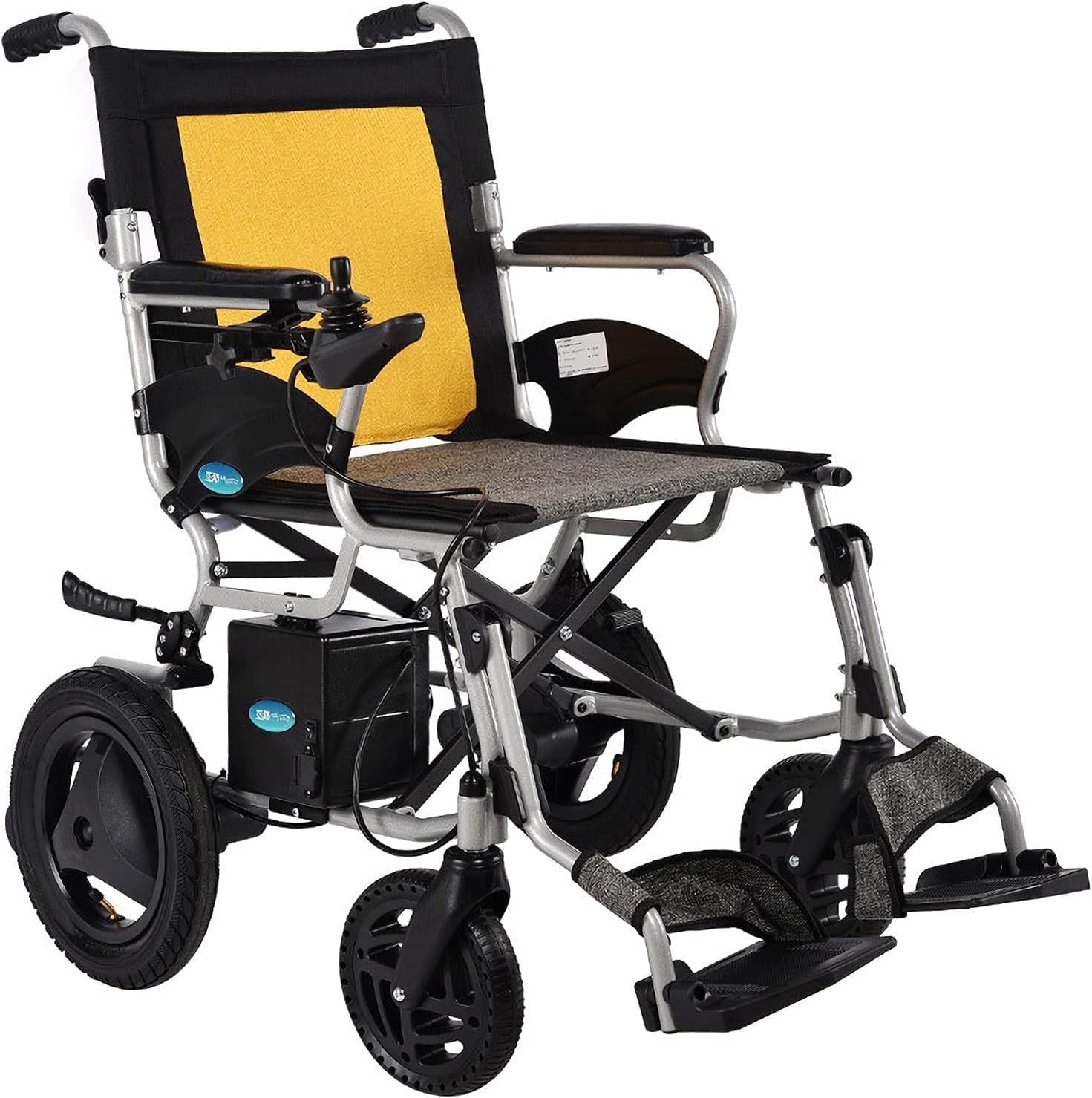 Sedia A Rotelle Elettrica Pieghevole Motorizzata, Sedia A Rotelle Elettrica Pieghevole Leggera - Adatta per Anziani E Disabili - Sedia A Rotelle Elettrica Pieghevole Deluxe - Potente D, Yellow