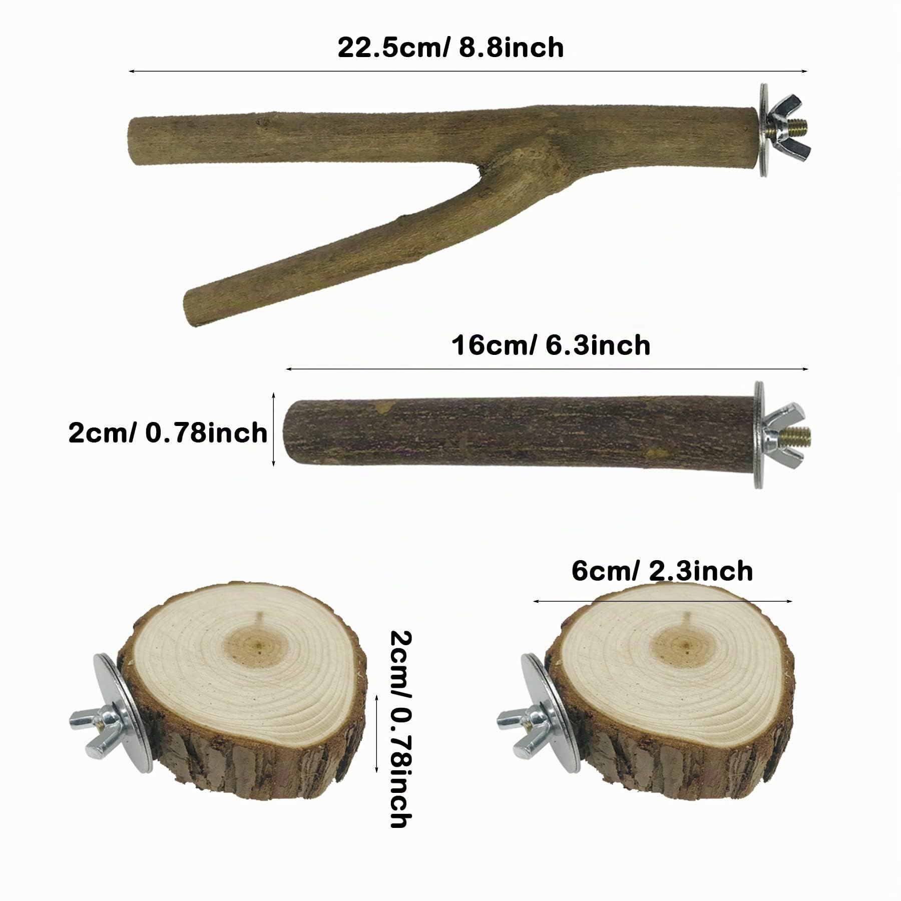 Allazone 10 Pz Posatoi per Uccelli, Posatoi in Legno Posatoio per Pappagalli per Posatoi Legno per Pappagalli, Posatoi per Uccelli Legno Natural per African Parrot Birds