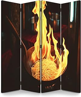 Room Divider Panel Folding Privacy Screen Thai Street Food Bangkok Wood Partition Wall Panels Freestanding Screen Dividers for Room Separation