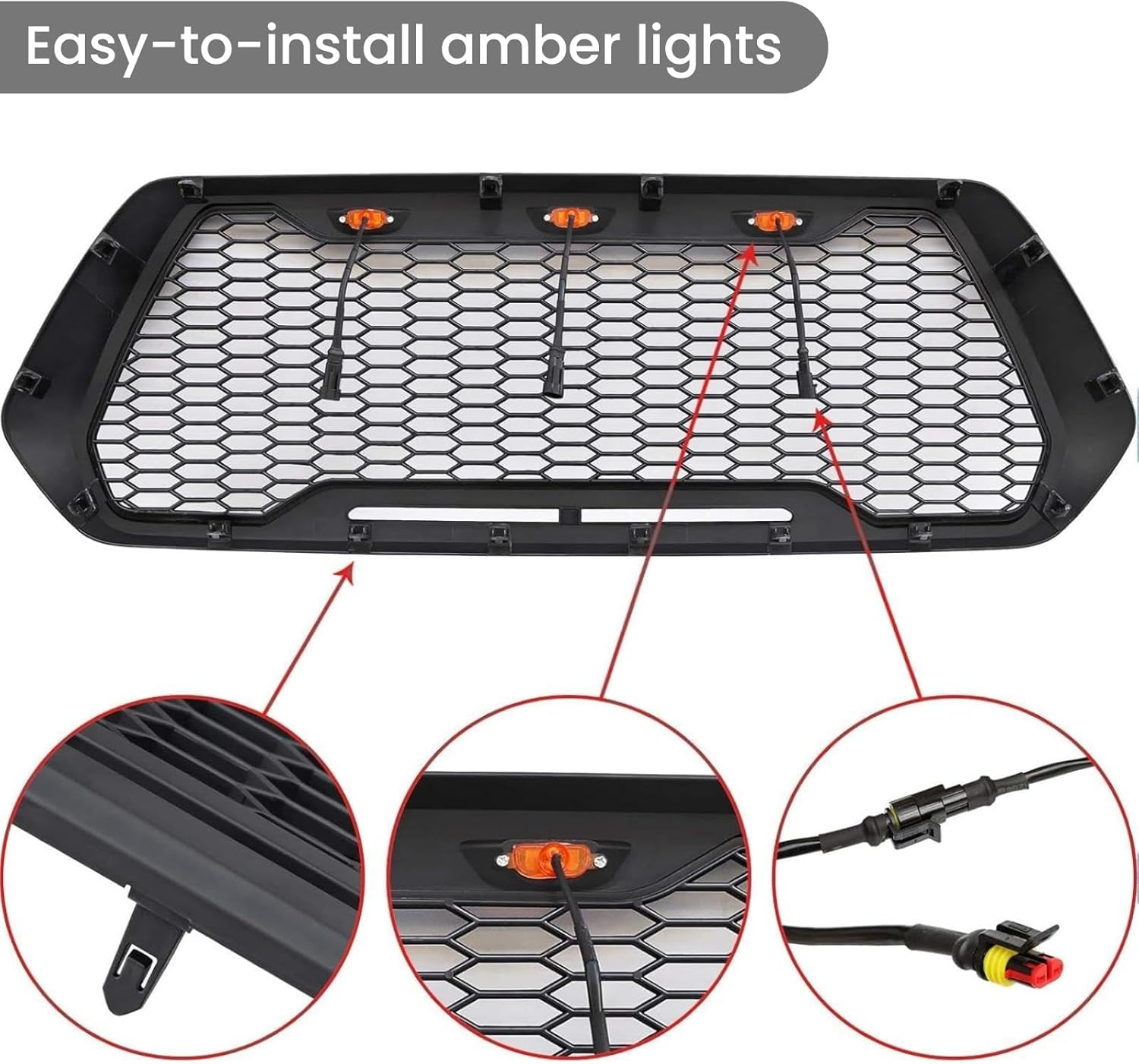 Front Grill light Black Mesh Grills Compatible with The Following Models:Toyota Tacoma 2016 2017 2018 2019 2020,Not Fit Truck with Radar Behind the Badge