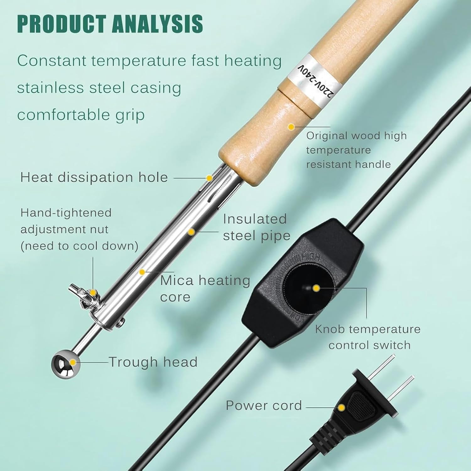 Artificial Flower Ironing Machine, DIY Cloth Fabric Flower Making Tools with 16 Ironing Heads & Anti-scalding Bracket, 200°C-480°C Temperature Adjustable, for Handmade Flower Making Lovers