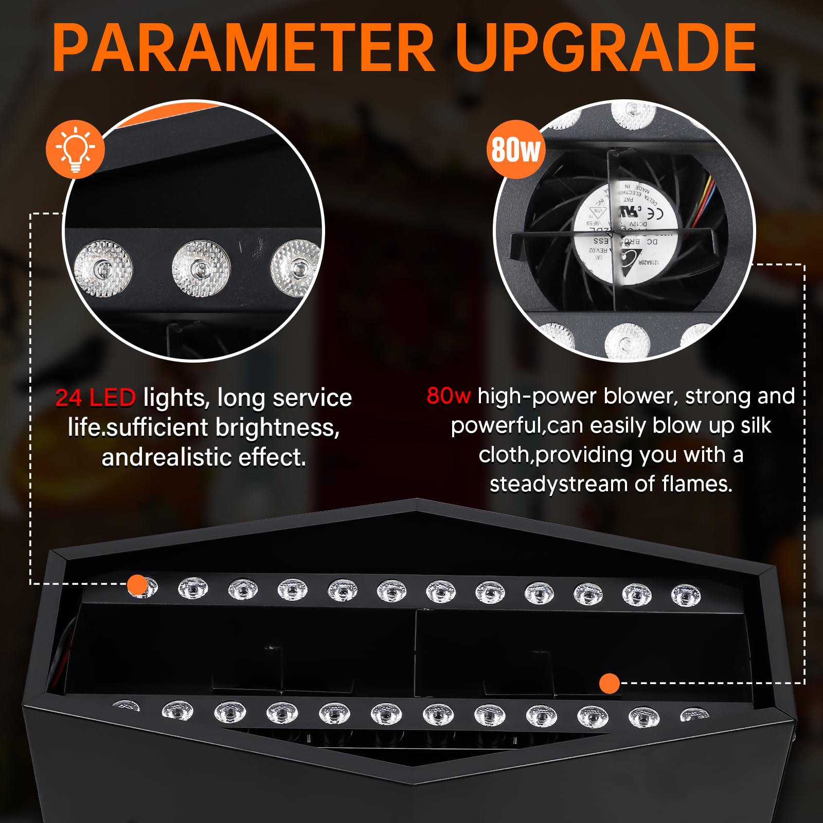 Finta fiamma di fuoco con 36 luci a LED da 1,5 m, effetto atmosfera artificiale, per palcoscenico, Halloween, DJ, feste, discoteca, falò, feste, vacanze speciali