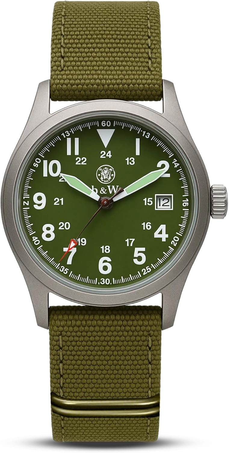 Smith & Wesson Men's Military Watch, 3 Interchangeable Canvas Straps, 3 ATM Water Resistant, Date Display, Scratch Resistant Glass, Military Style Watch for Outdoor Activities, Swimming, 40mm