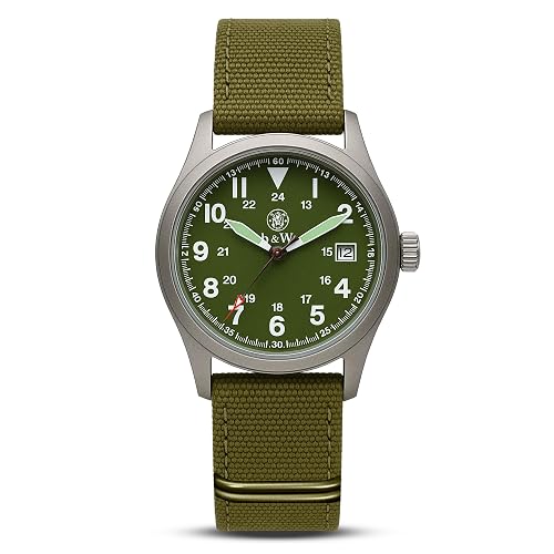 Men's Military Watch, 3 Interchangeable Canvas Straps, 3 ATM Water