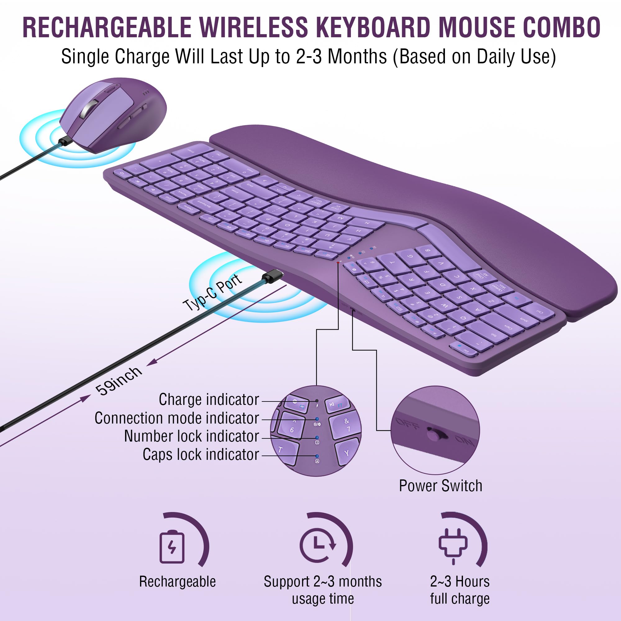 Snapklik.com : Ergonomic Wireless Keyboard Mouse Combo, EDJO Bluetooth ...