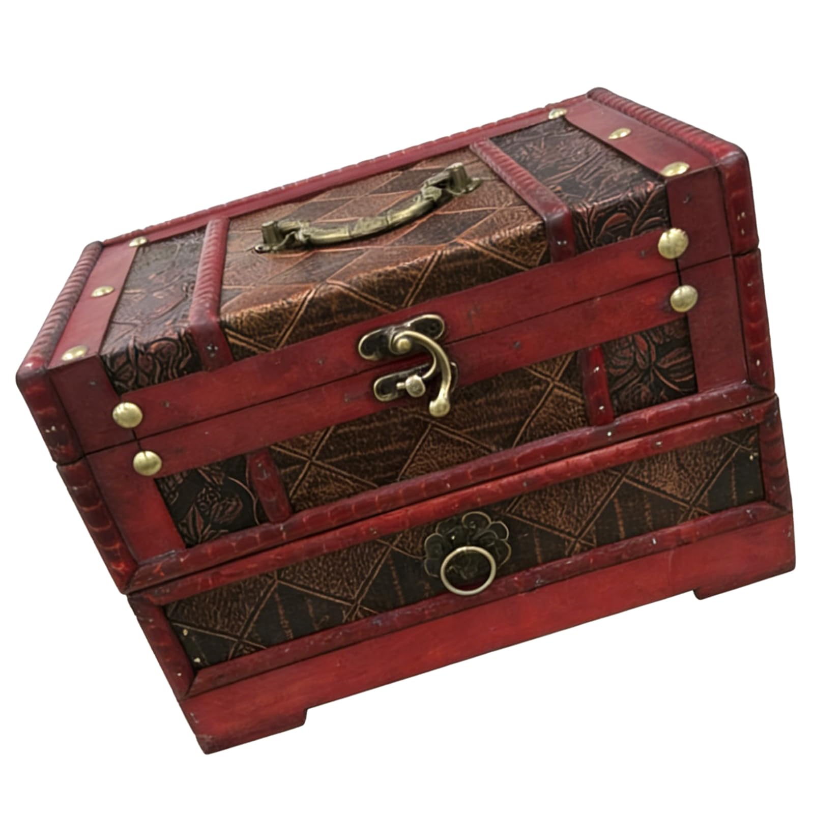 Woedpez Chinese Styles Wooden Jewelry Organiser with Drawer Large Capacity Storage Box for Rings and Earrings Necklace Holder Traditional Jewelry Organiser