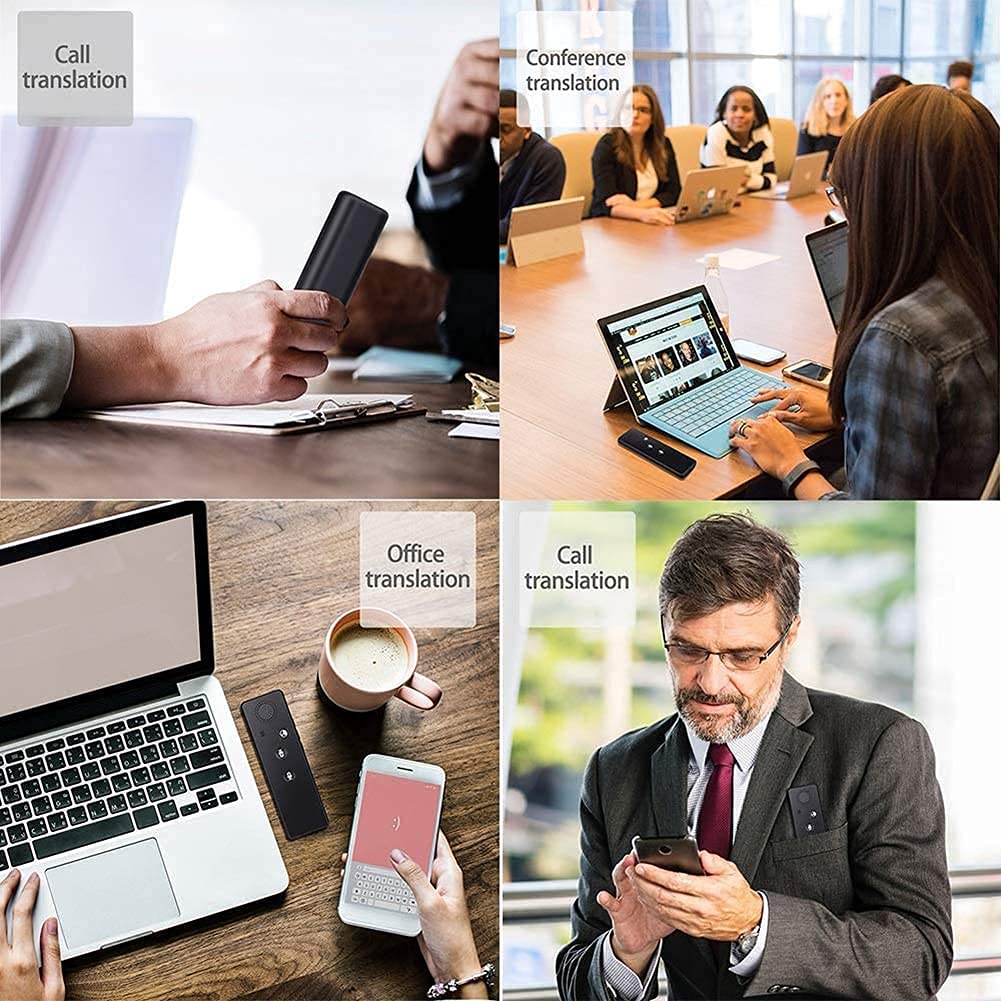 Dispositivo traductor, dispositivo traductor de idiomas, traductor electrónico de voz de bolsillo en tiempo real compatible con 40 idiomas, familia de traductores de 13,8 * 4,3 * 1,7 cm Comfortable