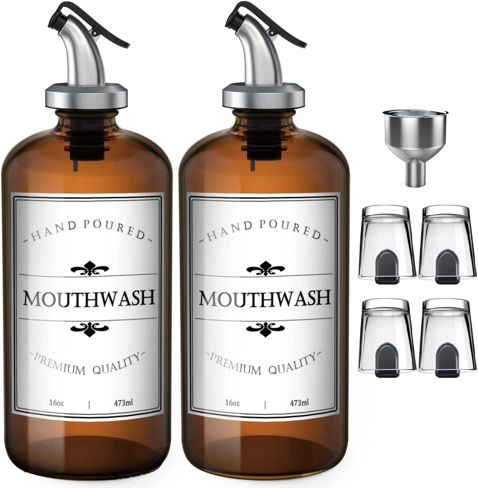 Amazon.com: Gaussra 20 Oz Mouthwash Dispenser with Mat and Cup, Nickel ...
