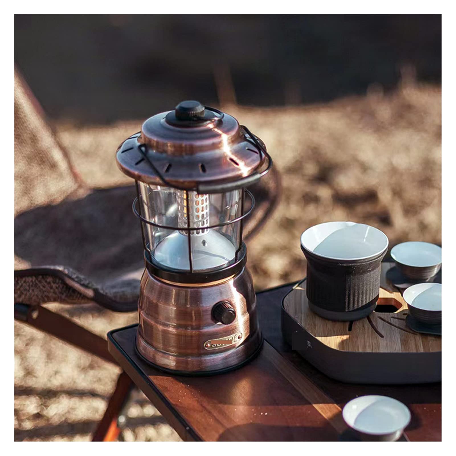 Luce all'aperto Retro Illuminazione da Campeggio Esterna Ricaricabile for accampamento Impermeabile Atmosfera Leggera (Color : Silver)