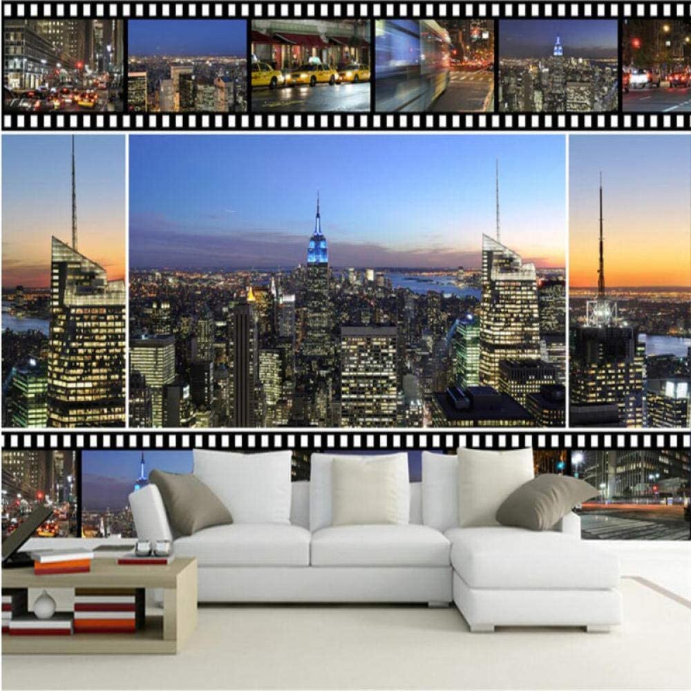 Carta Da Parati Murale Autoadesiva 3D Scena Notturna Della Città Di Film Retrò Wall Art Camera Dei Bambini Ristorante Bar Negozio Soggiorno Camera Da Letto Poster Da Parete Decorazion 250(L)x175(H) cm