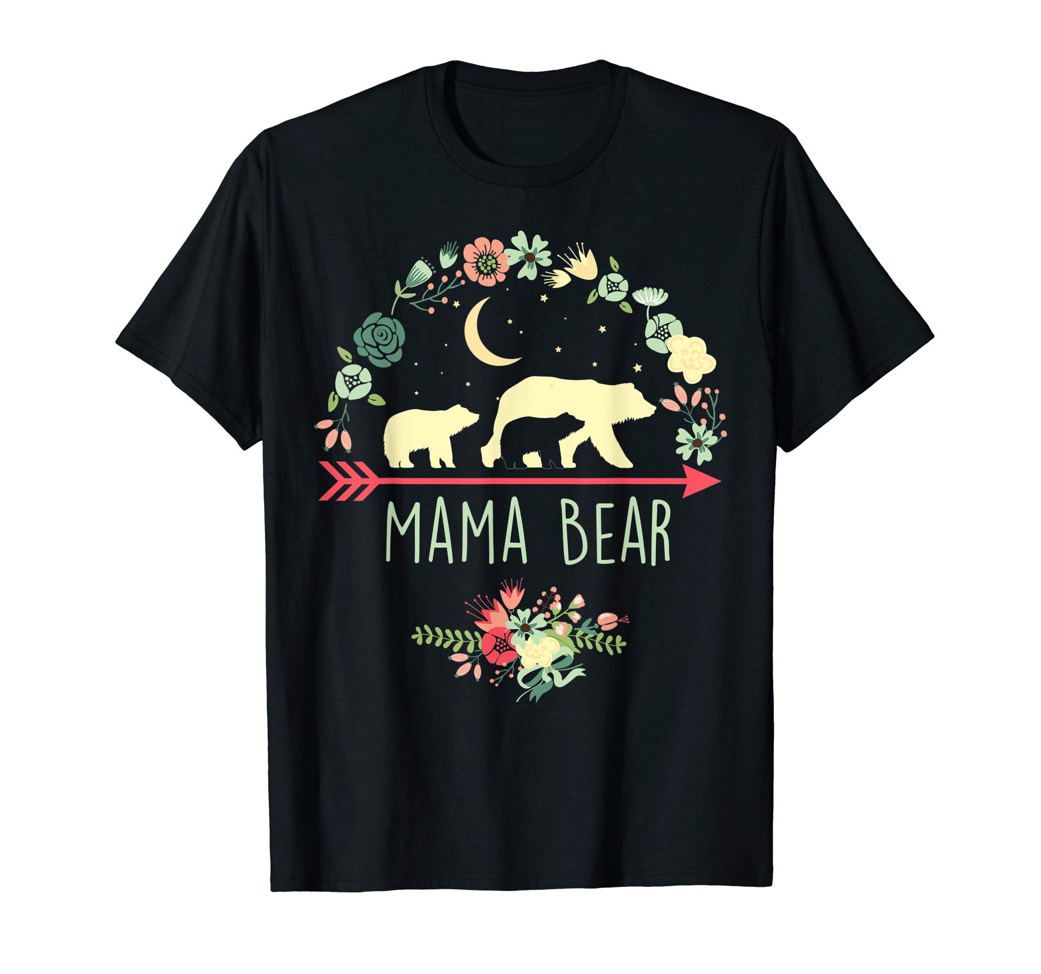 Zum2 Mama Bear GiftsMama Bear with 2 Cubs Floral Mama Bear T-ShirtOEKO-TEX STANDARD 100