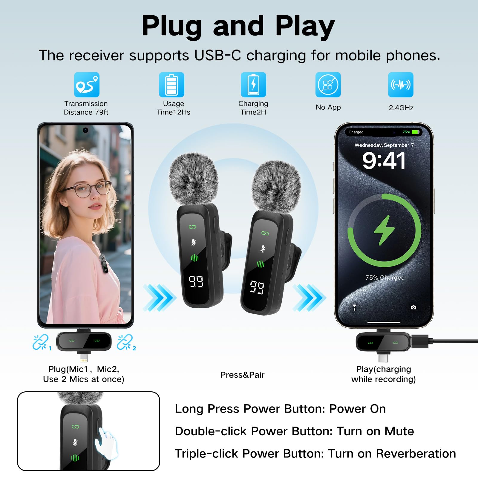 Set di vlogging per iPhone/Android, 180 cm, con tracciamento automatico del viso, rotazione a 360° per cellulare, supporto per contenuti, starter set con luce e microfono, bastone per selfie per
