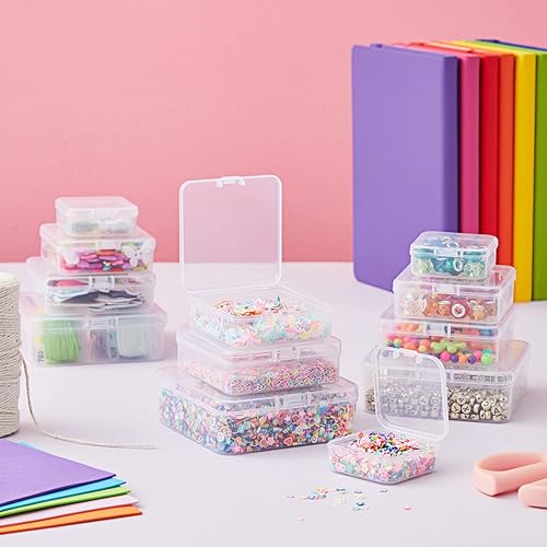 Miniatura 2 de Bright Creations 40 recipientes de almacenamiento cuadrados vacíos con tapas para manualidades, joyas, juegos de mesa (4 tamaños), recipientes de