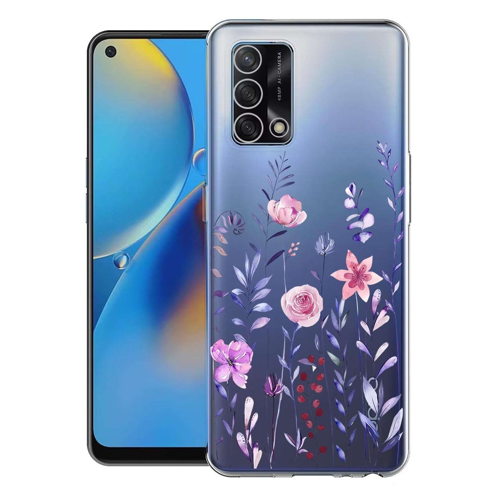 JEZSTHAI Custodia Compatibile con Oppo A74 4G Cover Trasparente in Silicone Con Design Grafico,Ultra Sottile Antiurto Antigraffio Morbida TPU Protettiva Case,Girasole