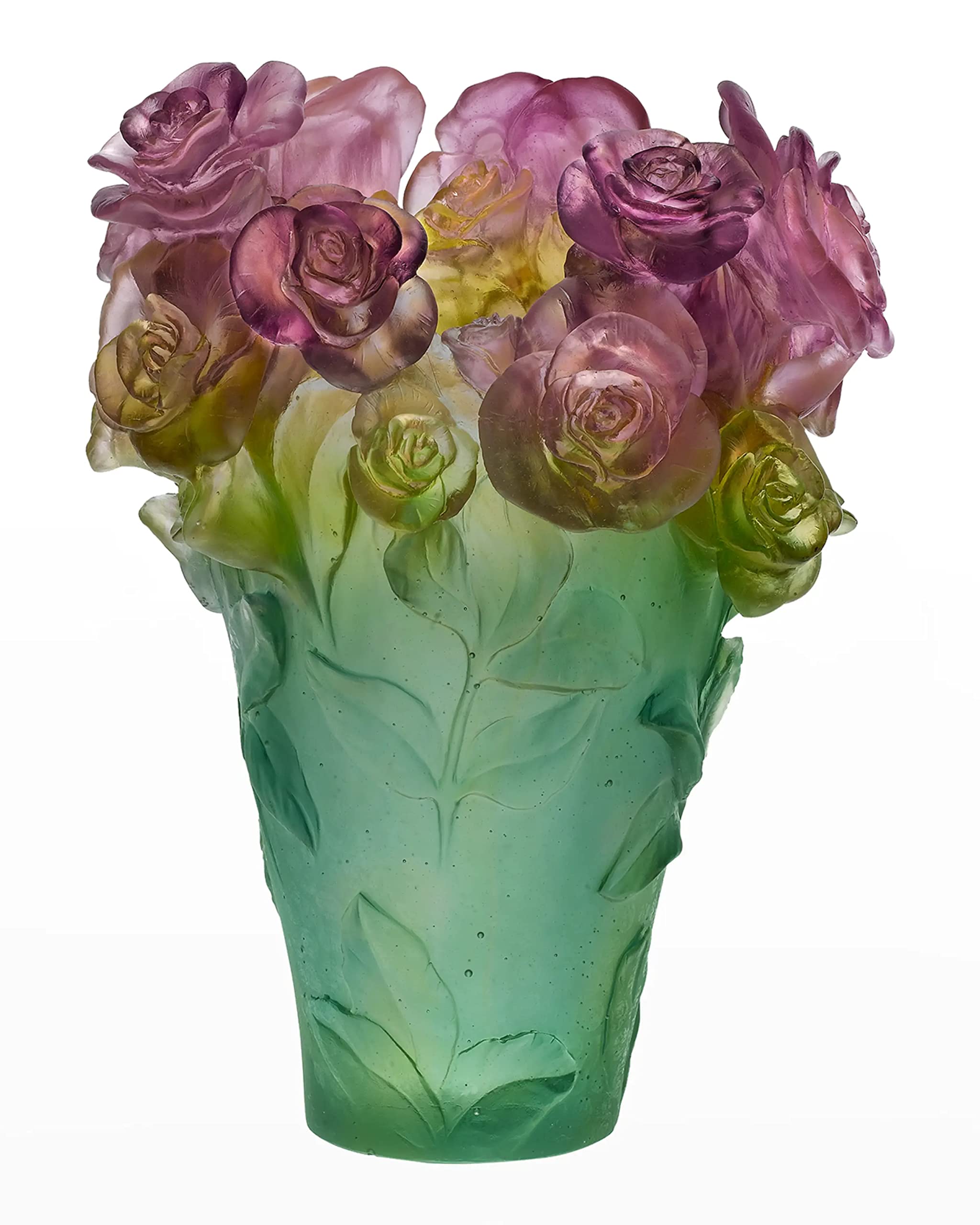 Amazon.com: Daum Numbered Ed. Crystal Rose Passion Vase Green