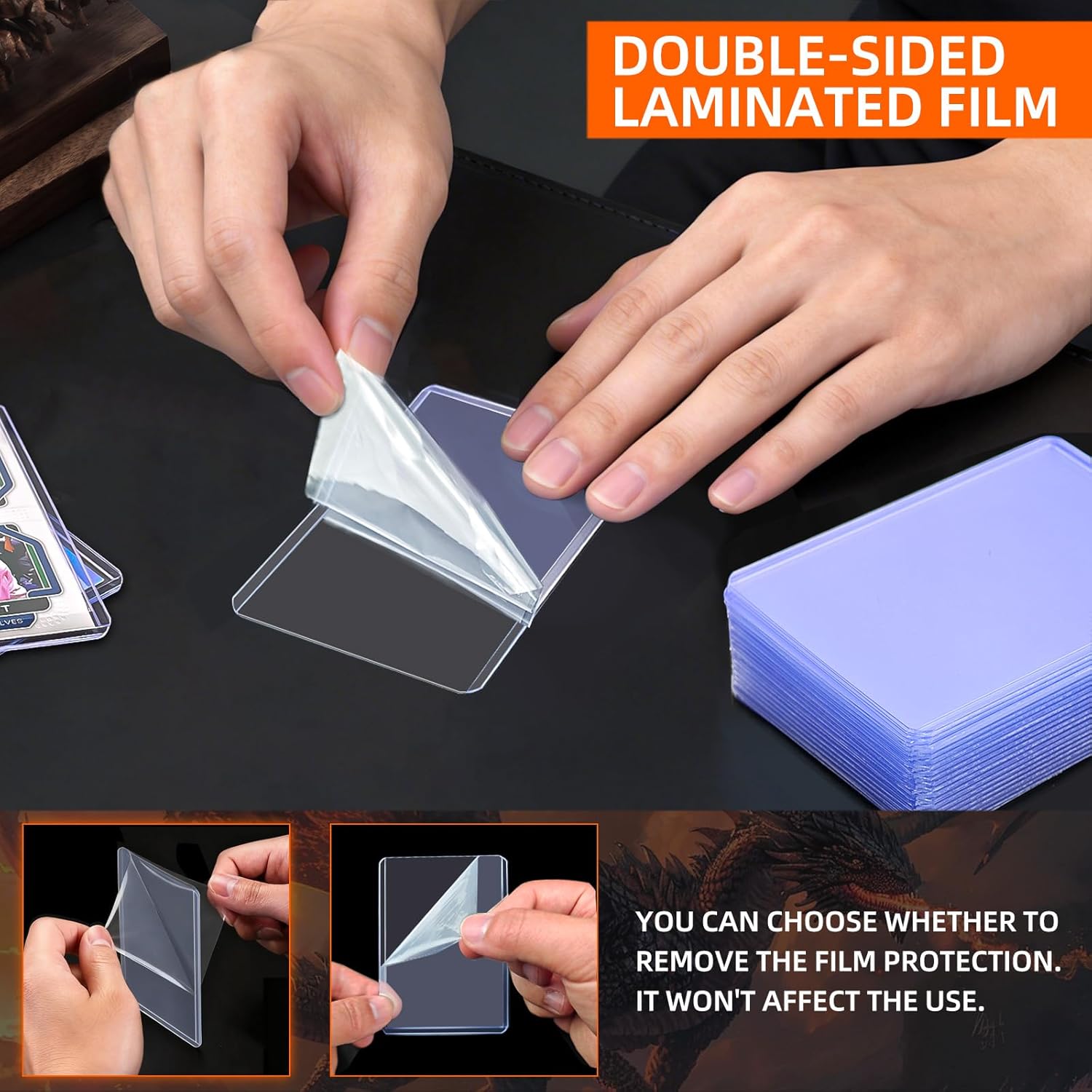 Double-Film 400ct Card Protectors - 200 Top Loads 200 Penny Sleeves, 3" x 4" 35PT Hard Plastic Premium Card Holder for Trading Sports Baseball Football Game Cards