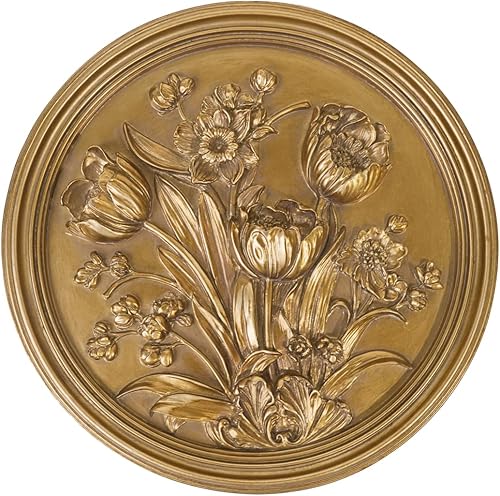 S-MANTIS Escultura de pared vintage, frontón antiguo, arte de pared de pasillo, decoración de pared floral pintada a mano, obras de arte para