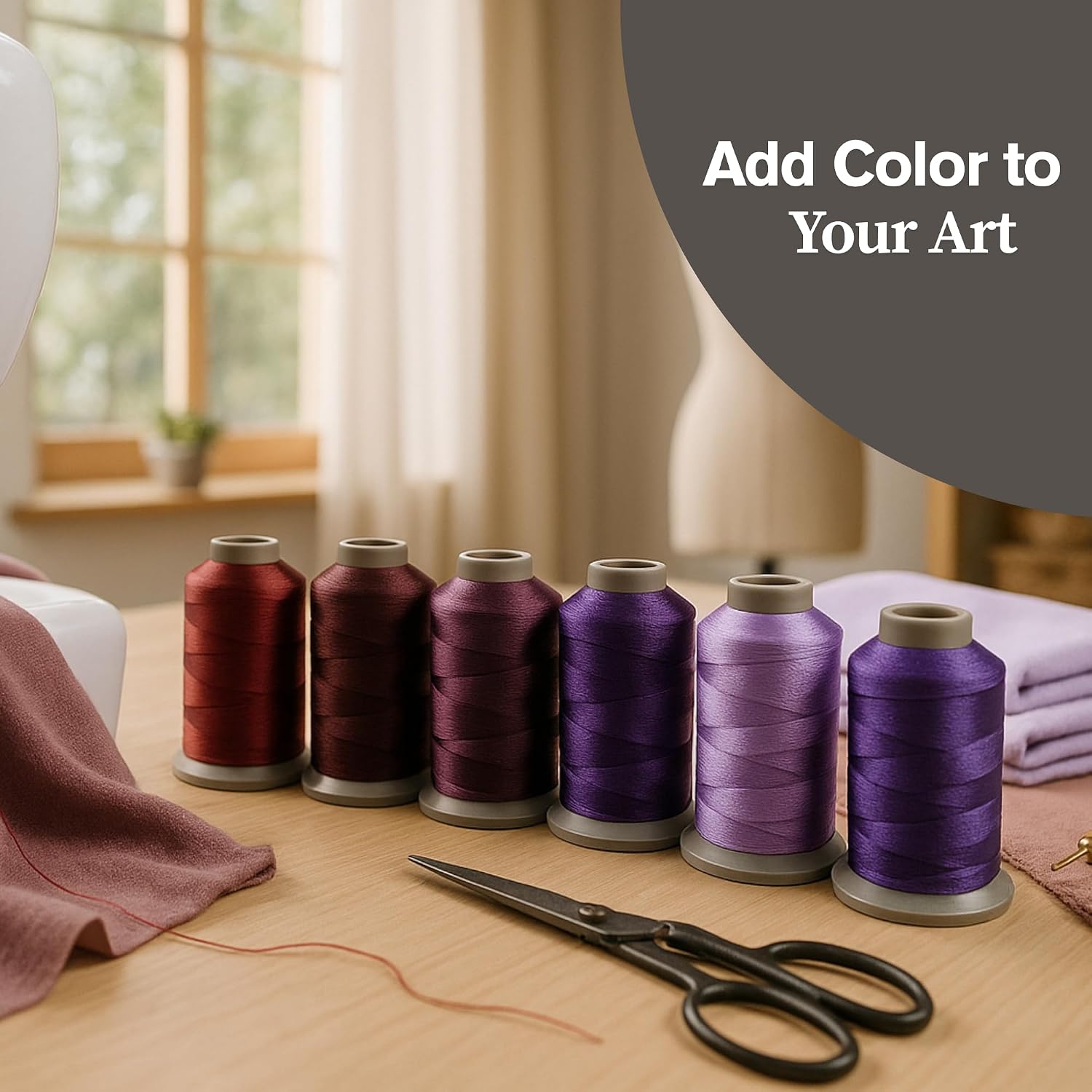 Mixed Colored Embroidery Threads 8 Pack | 8070 | 9280 | 8126 | 1241 | 9083 | 9971 | 9081 | 392 | 15g Polyester Embroidery Machine Thread (8, Purple)