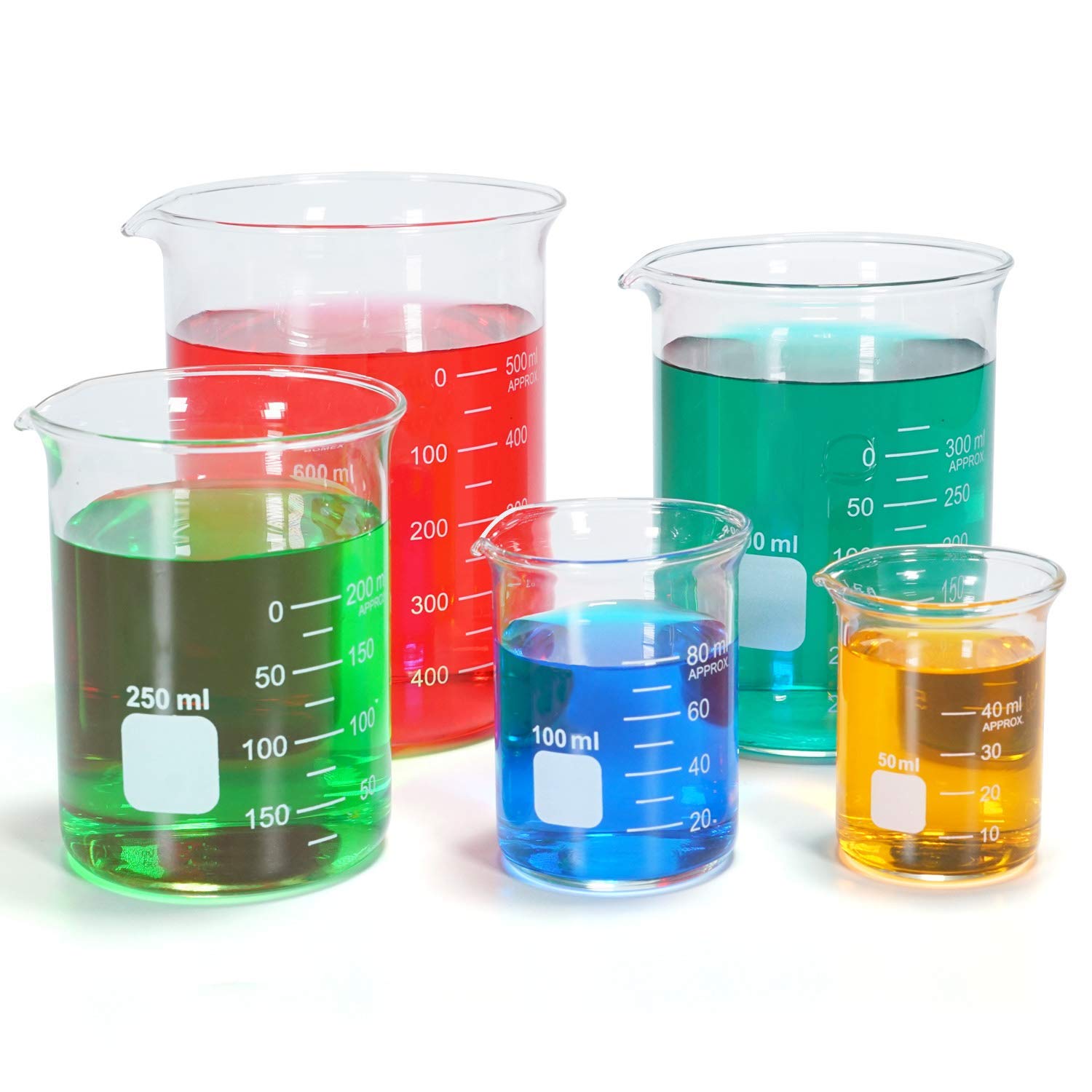 Borosilikatglas Bechergläser Set Becherglas mit klare Ausguss 50ml 100ml 250ml 400ml 600ml Meßbecher