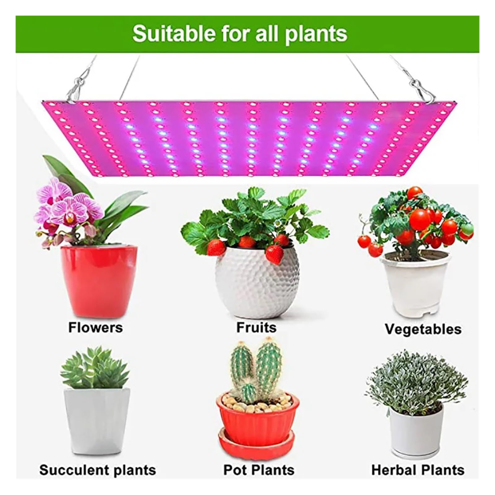 Lampada Per Piante Lampada LED Grow Light 1000W Per Piante - Spettro Completo Con Gancio Per Interni, Ortaggi E Fiori (Bianco Rosso) Lampada Per Piante Uv - Foto 6