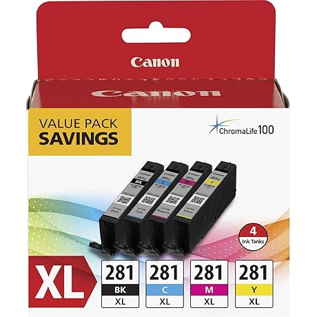 Canon 281XL Ink Cartridges for Canon Printers [4-Pack]