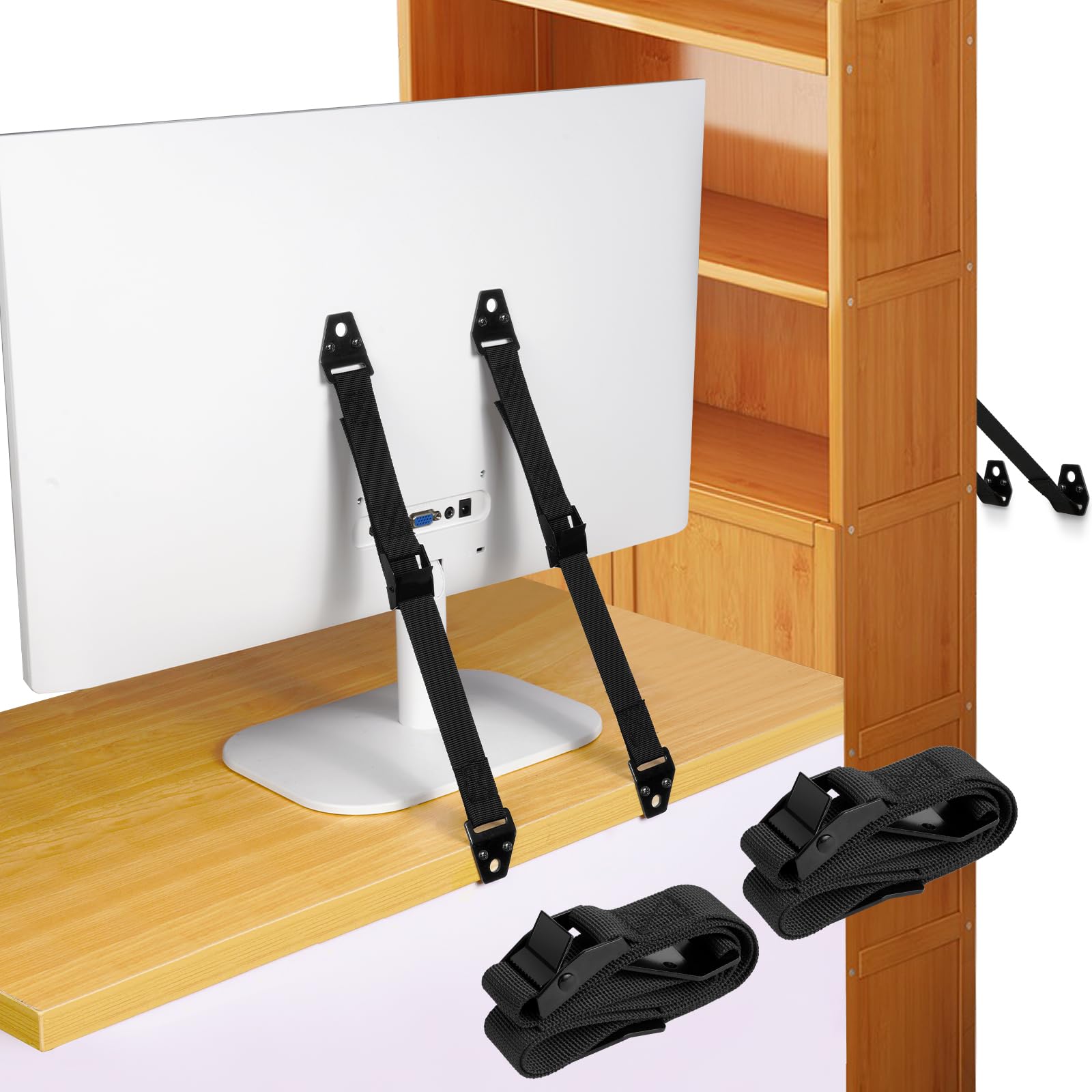 HOTUT TV and Furniture Anti Tip Straps, 2 Pcs Metal Heavy Duty TV Straps Child Safety Furniture Straps