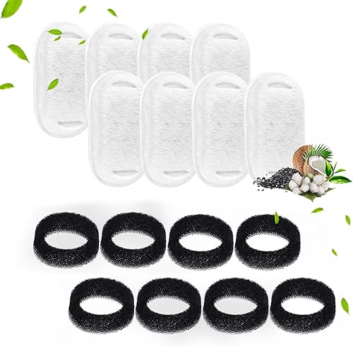 Filtros de fuente de agua para gatos, paquete de 8 filtros de repuesto para fuente de agua para mascotas y 8 esponjas de prefiltro para fuente